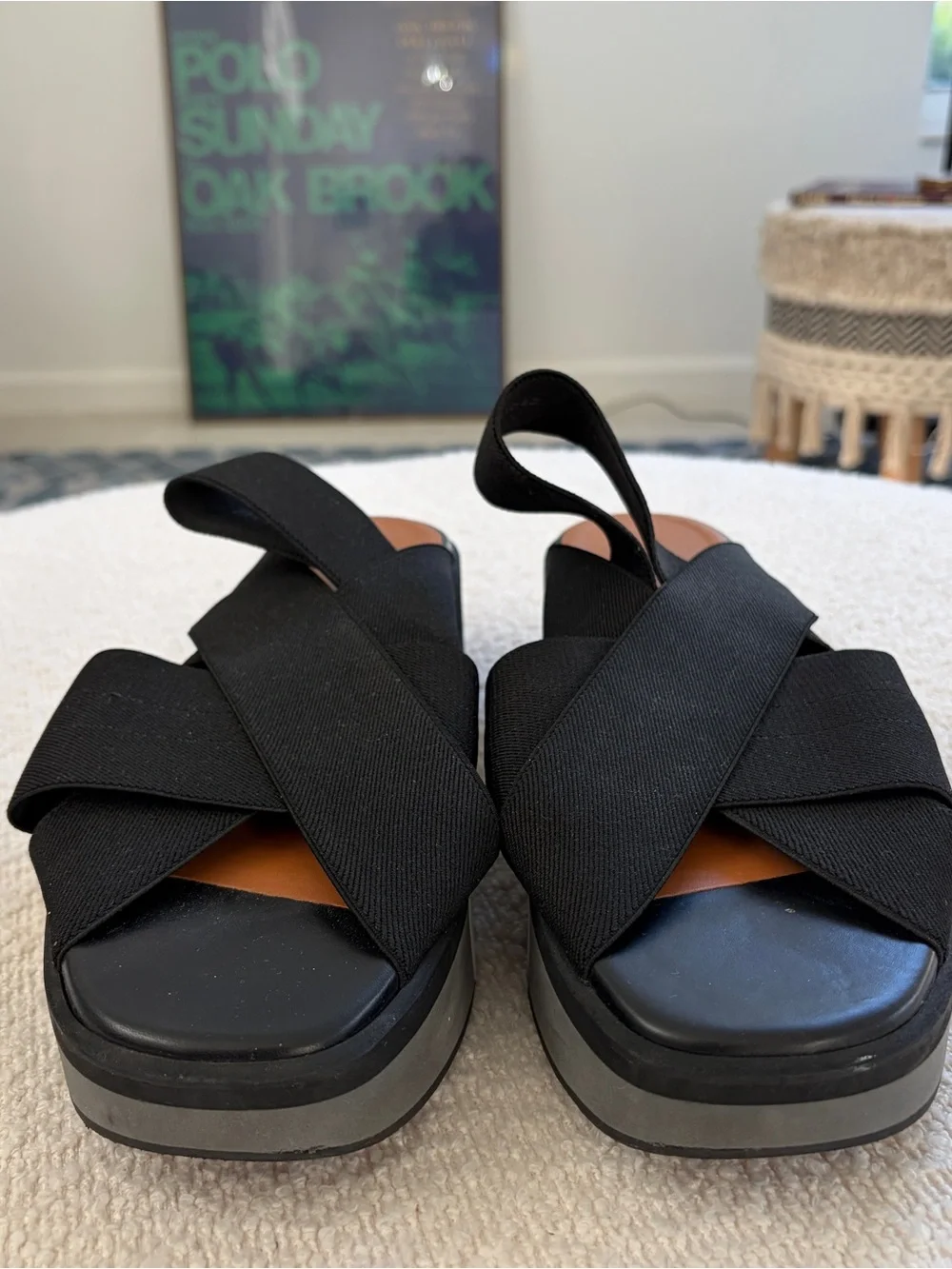 Robert Clergerie Paris Black Elastic Crossover Sandals